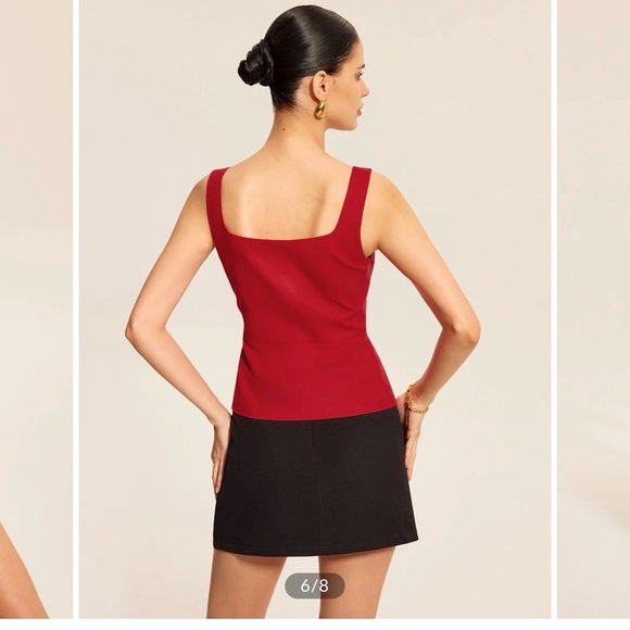 Commense Red Buttoned Tank Top - Picture 4 of 7